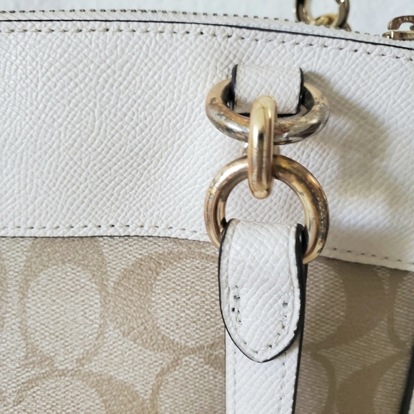 Coach Beige Leather Signature Purse Bag satchel Crossbody - Picture 8 of 11